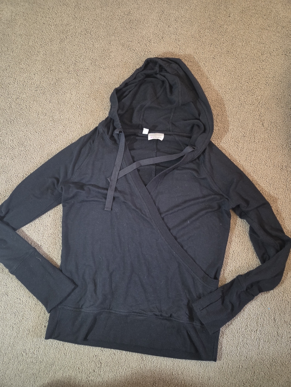 Athleta Purana Crossover Black Wrap Hoodie